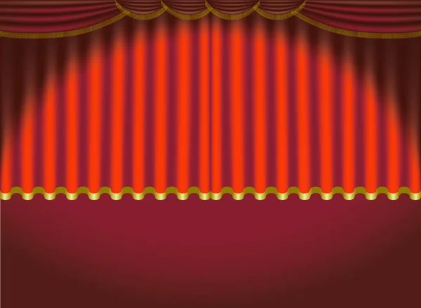 Vermelho Iluminado Cortinas Ilustração Fundo Vetor —  Vetores de Stock