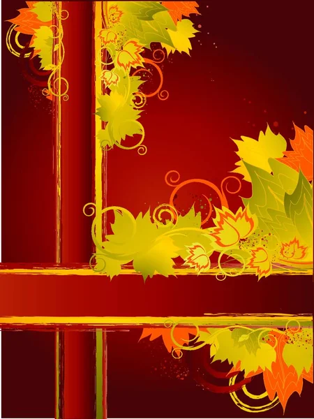 秋天的背景 有花框和叶子 — 图库矢量图片