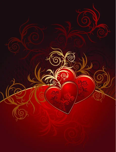 Fondo Rojo San Valentín Con Corazones Adornos — Vector de stock