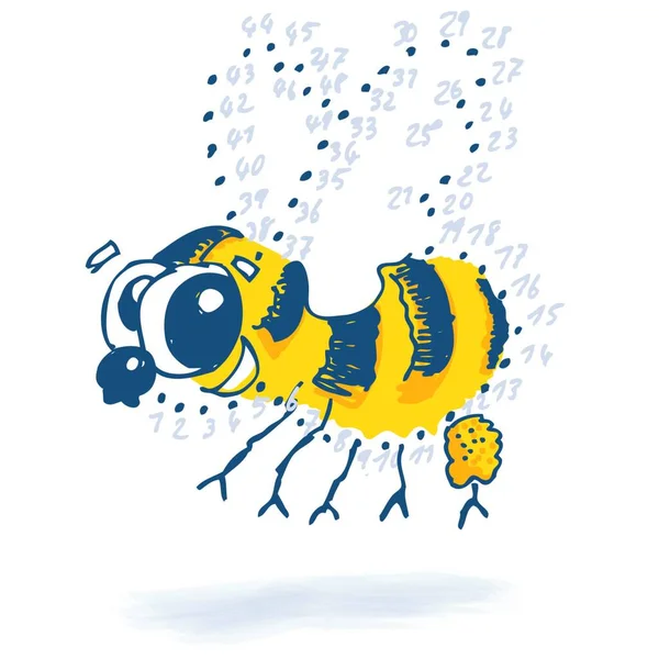 Rysunek Punktowy Zabawną Pszczołą — Wektor stockowy