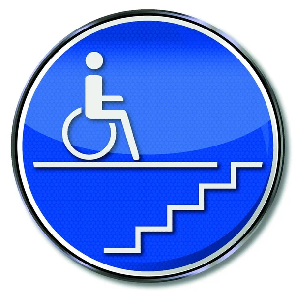 Signo Discapacidad Para Los Usuarios Sillas Ruedas Por Una Escalera — Vector de stock