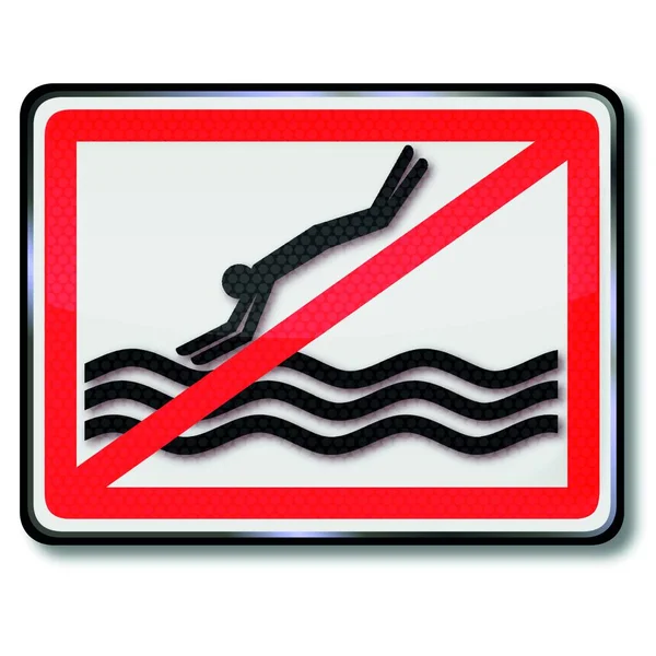 Prohibición Señal Sumergirse Agua Nadar — Vector de stock