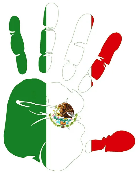 Drapeau Mexique Comme Empreinte Main Illustration Vectorielle — Image vectorielle