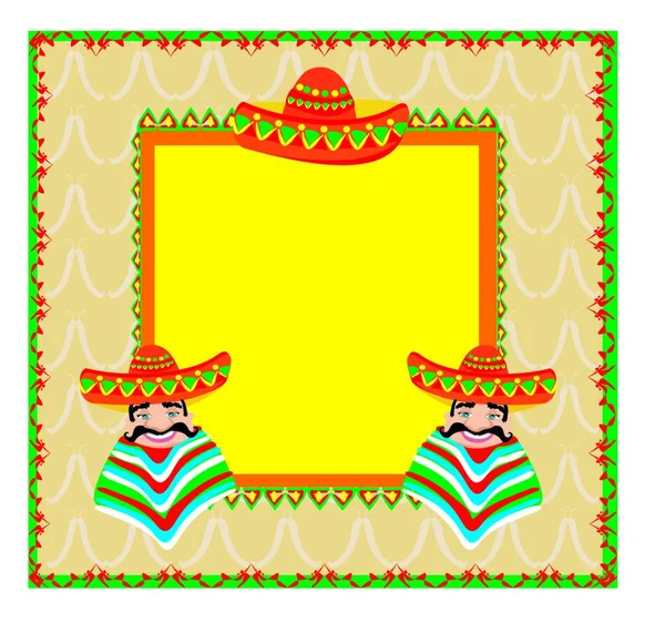 Marco Mexicano Con Hombre Sombrero — Archivo Imágenes Vectoriales