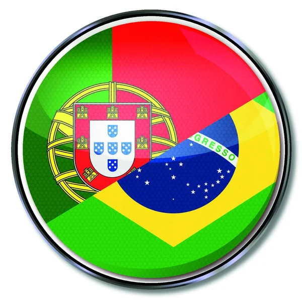 Botón Con Traducción Portugués Brasileño — Vector de stock