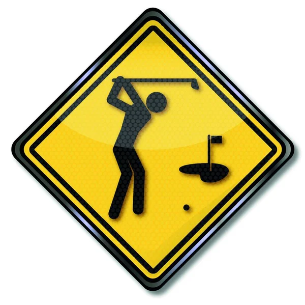 Schild Golfer Zielt Auf Golfgrün — Stockvektor