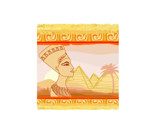 Vieux Papier Avec Reine Égyptienne — Image vectorielle