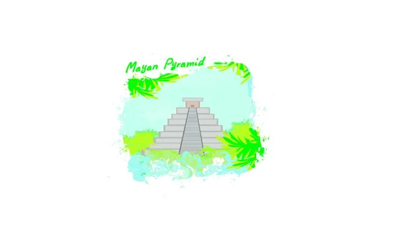 Maya Piramide Chichen Itza Mexico Vector Illustratie — Stockvector