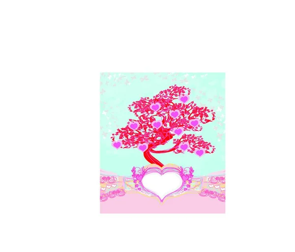 Árvore Coração Abstrata Belo Cartão Namorados —  Vetores de Stock