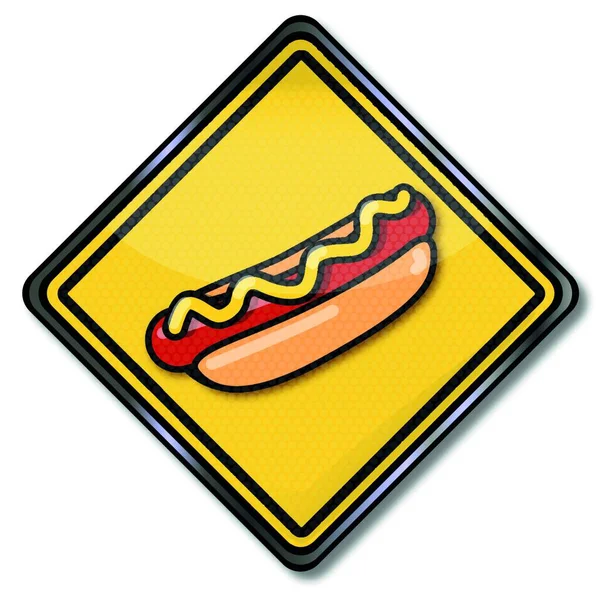 Signe Hotdog Rouleaux Avec Saucisse Moutarde — Image vectorielle