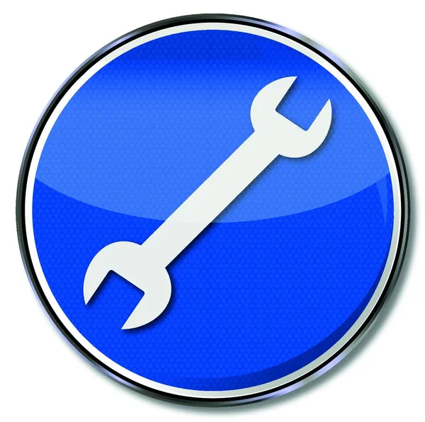Schild Mit Schraubenschlüssel Kundendienst Und Reparatur — Stockvektor