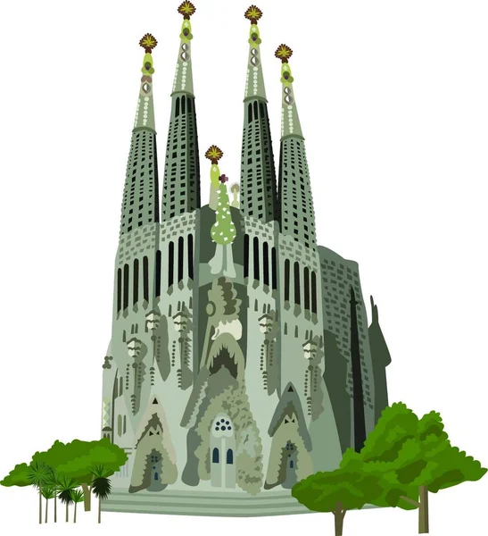 Iglesia Sagrada Familia Barcelona Ilustración Vectorial — Archivo Imágenes Vectoriales