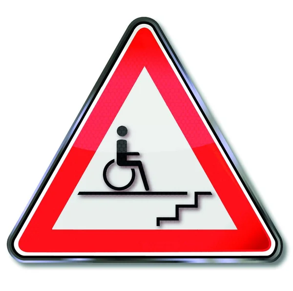 Signe Invalidité Pour Les Personnes Fauteuil Roulant Par Escalier — Image vectorielle