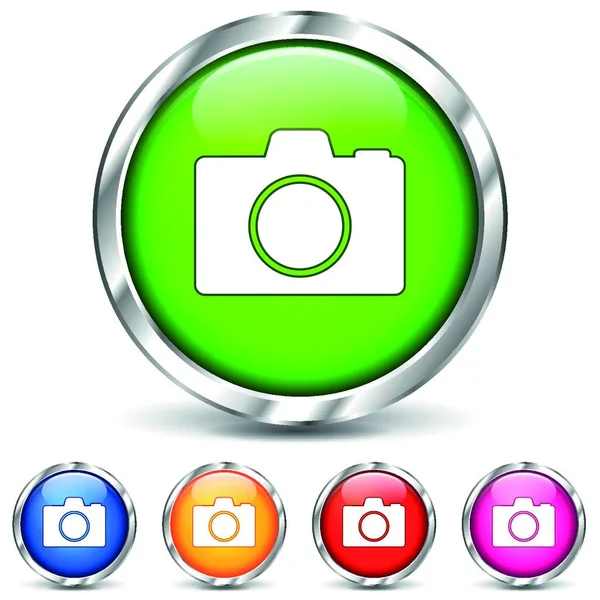 Kamera Chrome Ikonok Fehér Háttér Vektor Illusztráció — Stock Vector