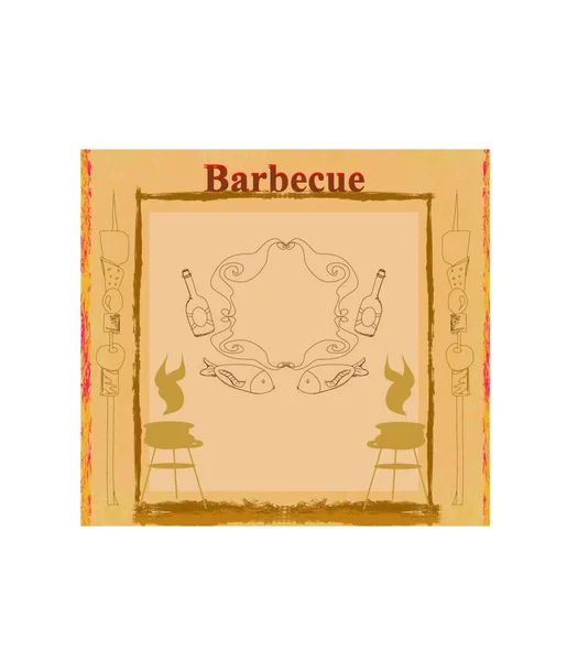 Fiesta Barbacoa Vintage Invitación — Vector de stock