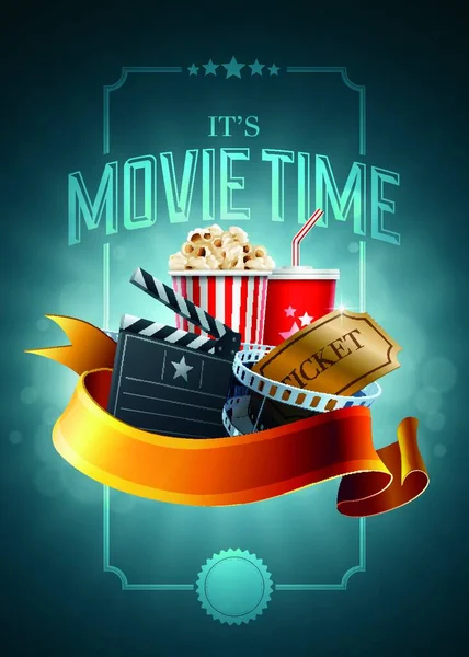 Popcorn Frisdrank Bioscoop — Stockvector