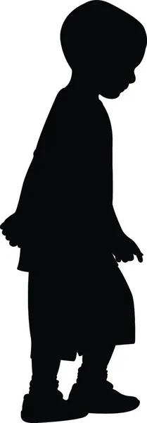 Maanden Oud Baby Jongen Wandelen Silhouet Vector — Stockvector