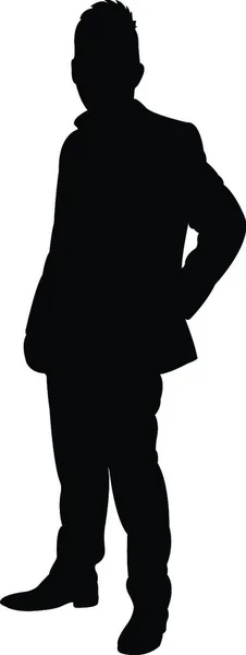 Homme Debout Silhouette Vecteur — Image vectorielle