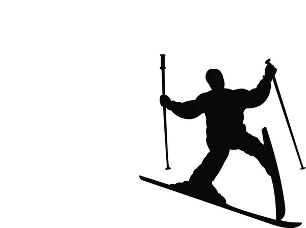 Versagen Ski Fallin Skifahrer Silhouette Vektor — Stockvektor