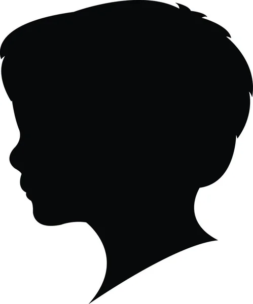 Three Years Old Baby Boy Head Silhouette Vector — Stock Vector