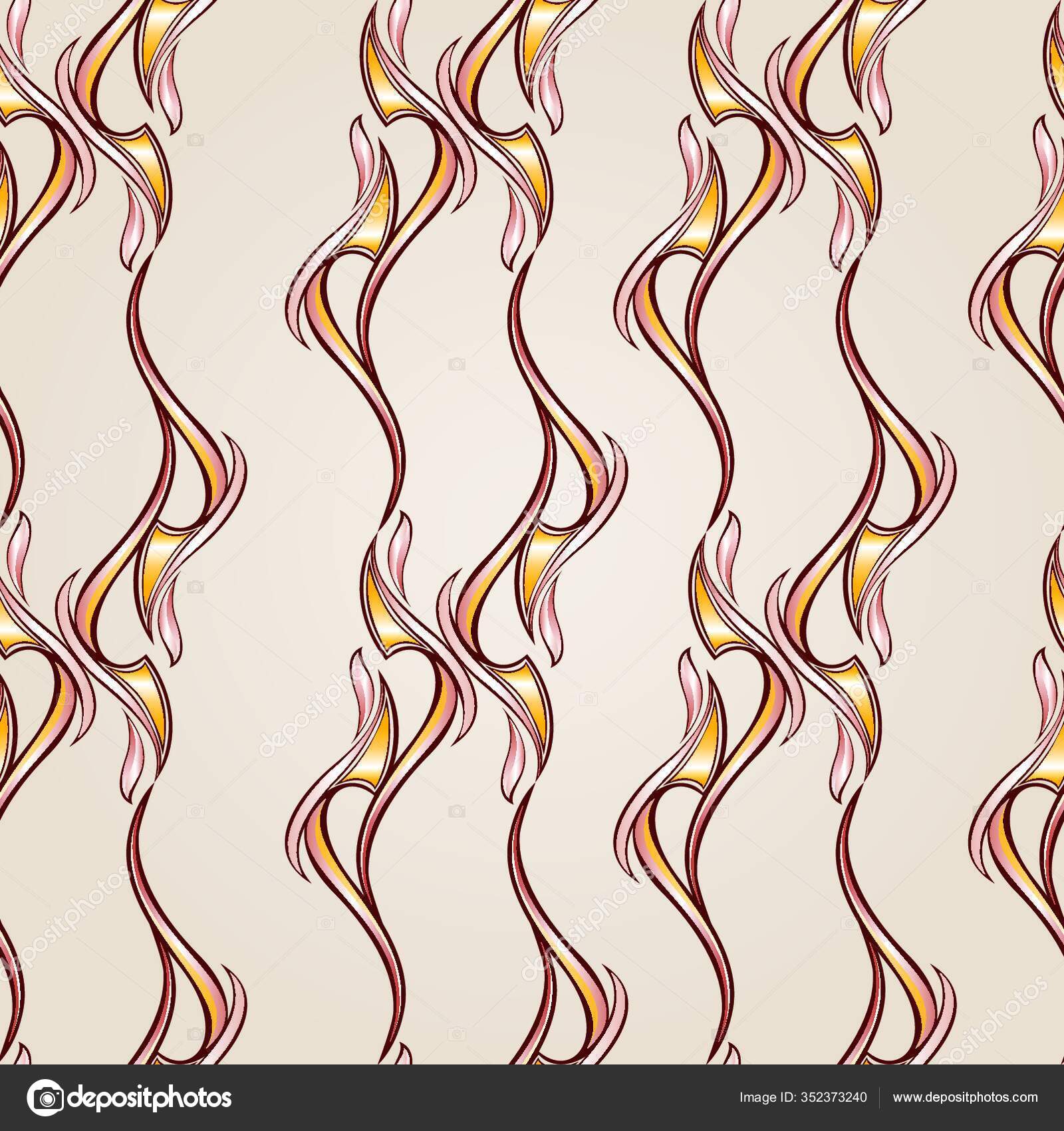 Wavy Patterns Form Vines Abstaktnyh Trees Light Beige Background Stock ...