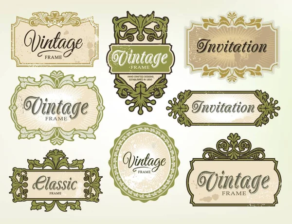 Étiquettes Vintage Rétro Éléments Design Illustration Vectorielle — Image vectorielle