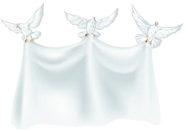 Banner Branco Com Três Pombas Eps — Vetor de Stock