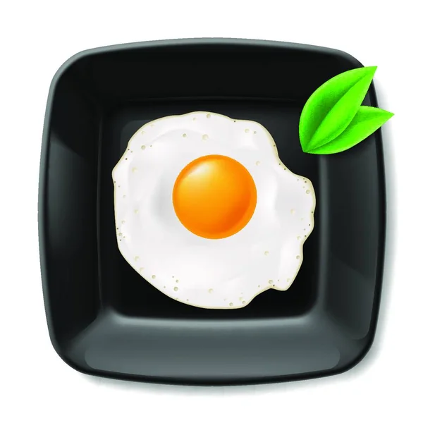 Gebratene Eier Auf Schwarzem Quadratischen Teller Lässiges Frühstück — Stockvektor