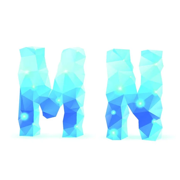 Fonte Poligonal Azul Brilhante Cristal Estilo Letras — Vetor de Stock