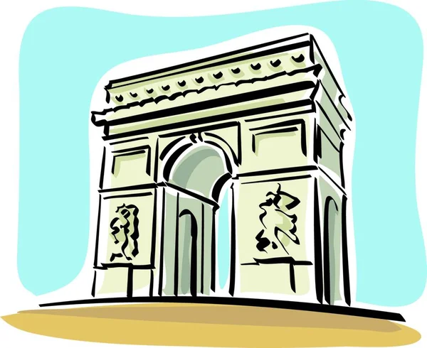 Arc Triomphe Illusztrációja Párizsban — Stock Vector