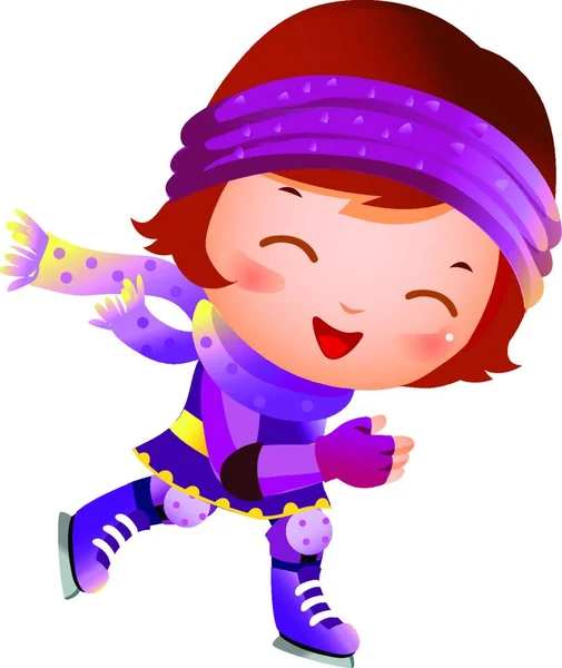 Girl Ice Skate — Stock Vector