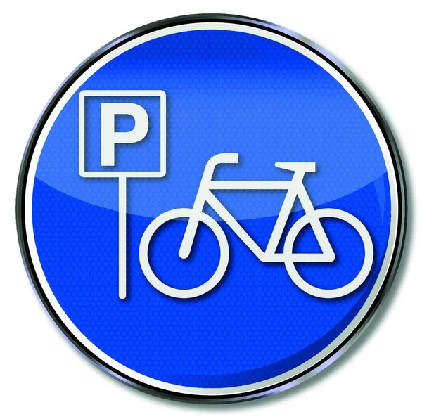 Sinal Com Bicicleta Estacionamento Para Bicicletas — Vetor de Stock