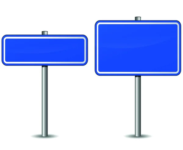 Vector Illustration Blank Blue Road Signs White Background — Stock Vector