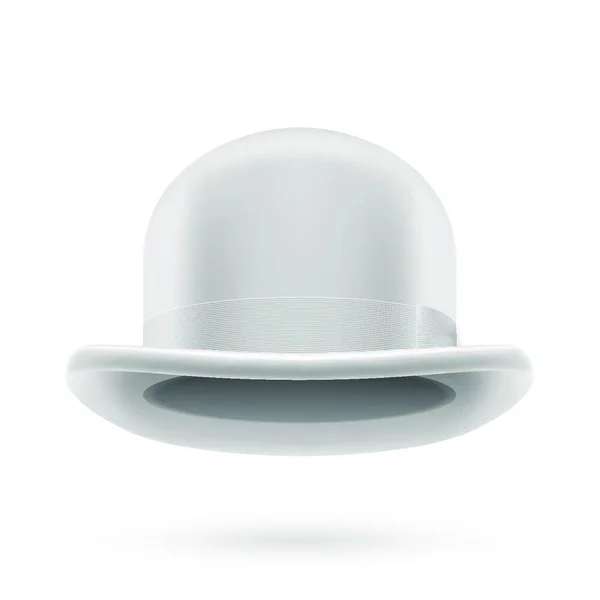 Sombrero Blanco Redondo Tradicional Con Sombrerería Sobre Fondo Blanco — Vector de stock