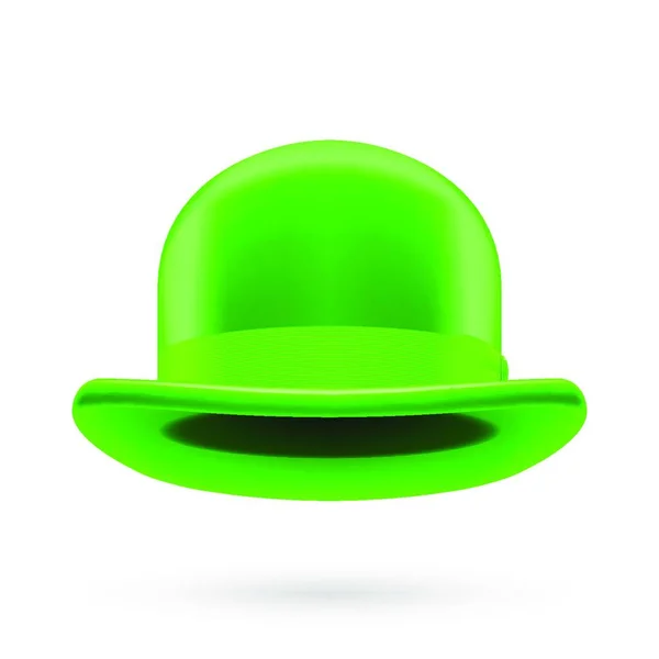 Chapéu Tradicional Redondo Verde Com Hatband Fundo Branco — Vetor de Stock