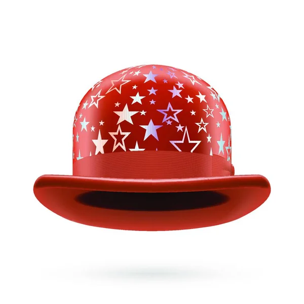 ブラウンラウンドボウラー帽子とともにシルバー輝く星 — ストックベクタ
