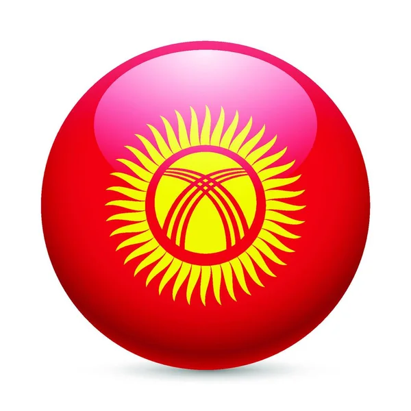 Flagge Kirgisistans Als Rundes Hochglanzsymbol Taste Mit Kirgisischer Flagge — Stockvektor