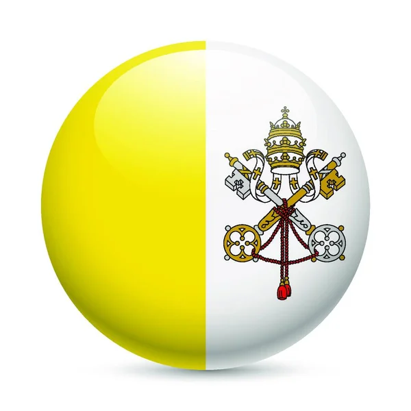 Vatikánváros Zászlója Mint Kerek Fényes Ikon Zászlós Gomb — Stock Vector