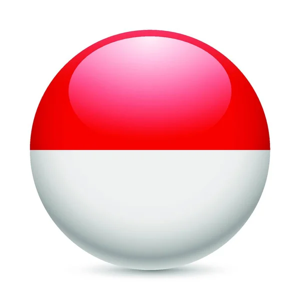 Zászló Indonézia Kerek Fényes Ikon Gomb Indonéz Zászlóval — Stock Vector