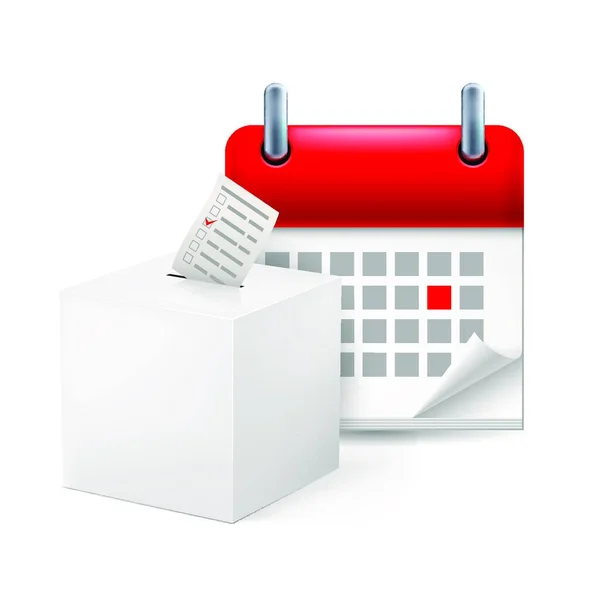 Kalendarz Stron Zaznaczoną Czerwoną Literą Dnia Tygodnia Blisko Głosowania — Wektor stockowy
