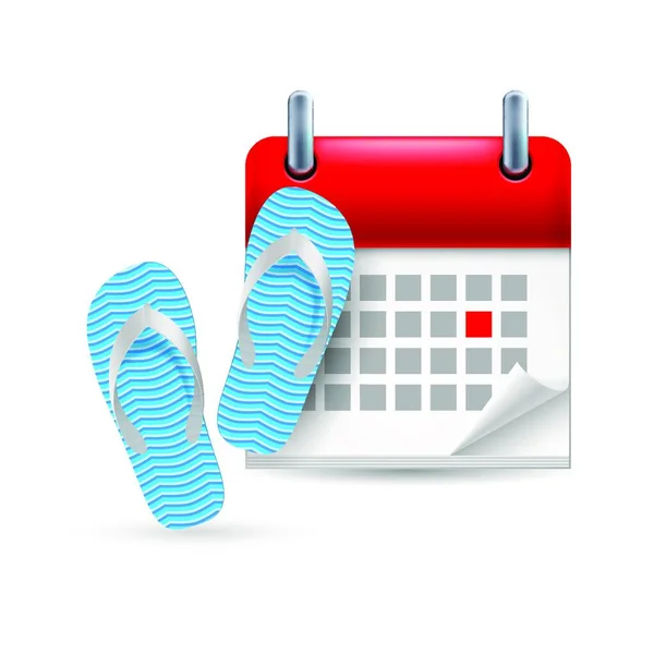 Календар Сторінок Позначеним Червоним Літерою Дня Тижня Близько Підкидання Взуття — стоковий вектор