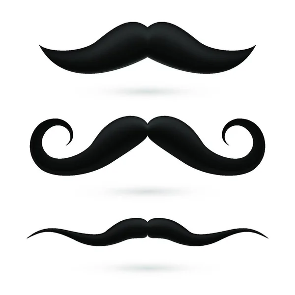 Conjunto Tres Bigote Cera Negra Blanco — Vector de stock