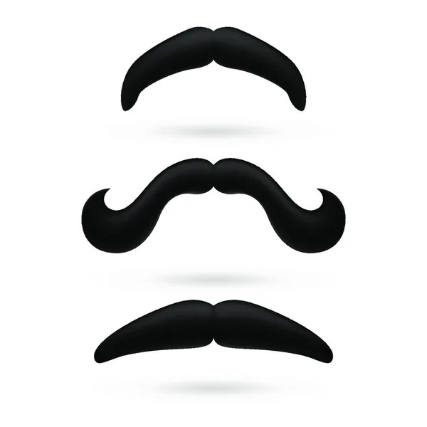 Set Black Stylish Moustache White — Stock Vector