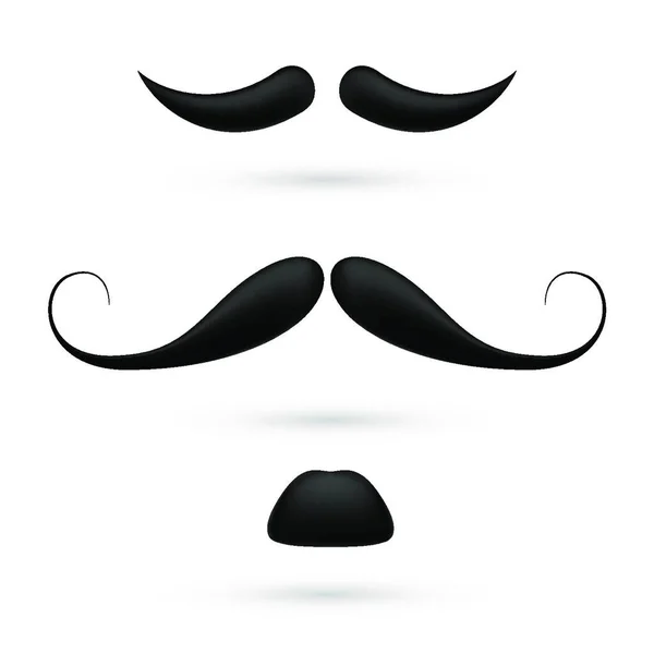 Set Three Black Moustache White — Stock Vector