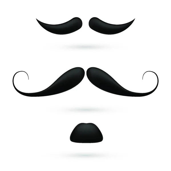 Conjunto Três Bigode Preto Branco —  Vetores de Stock