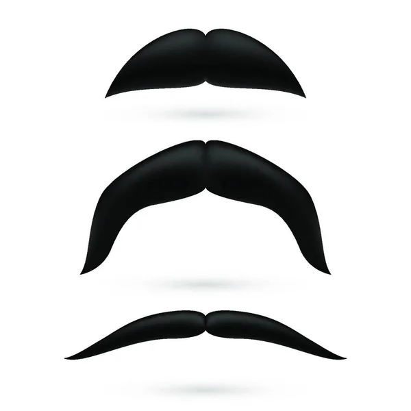 Set Three Black Moustache White Background — Stock Vector