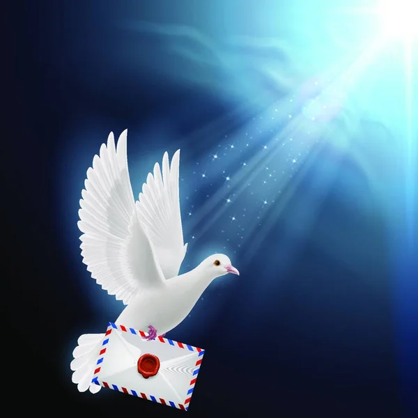 Pigeon Voler Avec Courrier Dans Lumière Soleil — Image vectorielle