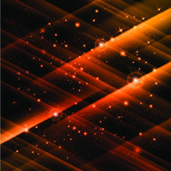 Abstrakter Orangefarbener Raum Mit Fliegenden Schnellen Sternen — Stockvektor