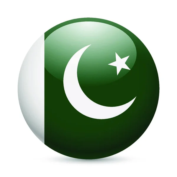 Drapeau Pakistan Comme Icône Ronde Brillante Bouton Avec Drapeau Pakistanais — Image vectorielle