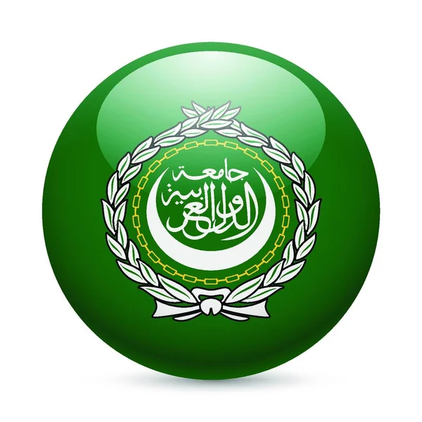 Flaga Ligi Arabskiej Jako Okrągła Błyszcząca Ikona Przycisk Flagą — Wektor stockowy